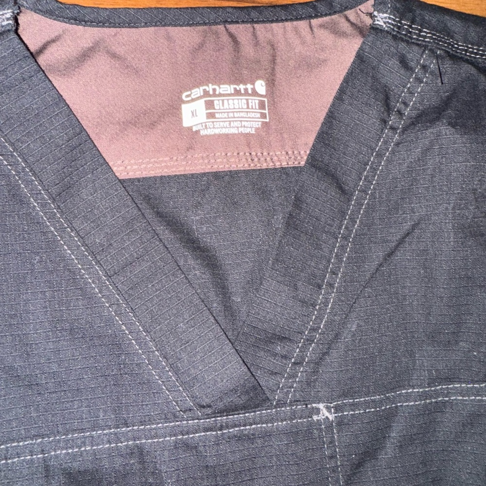 Carhartt Ripstop Scrub Top  XL Black V-Neck Workwear Medical Utility - Picture 8 of 10